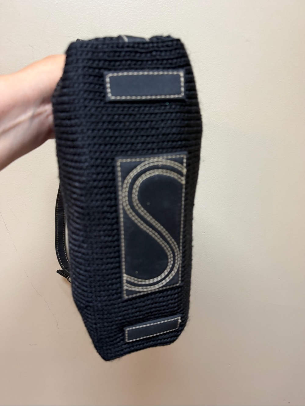 The Sak Black Woven Small Purse Crochet Knit Shoulder Baguette Shoulder Bag Y2k - Picture 7 of 8